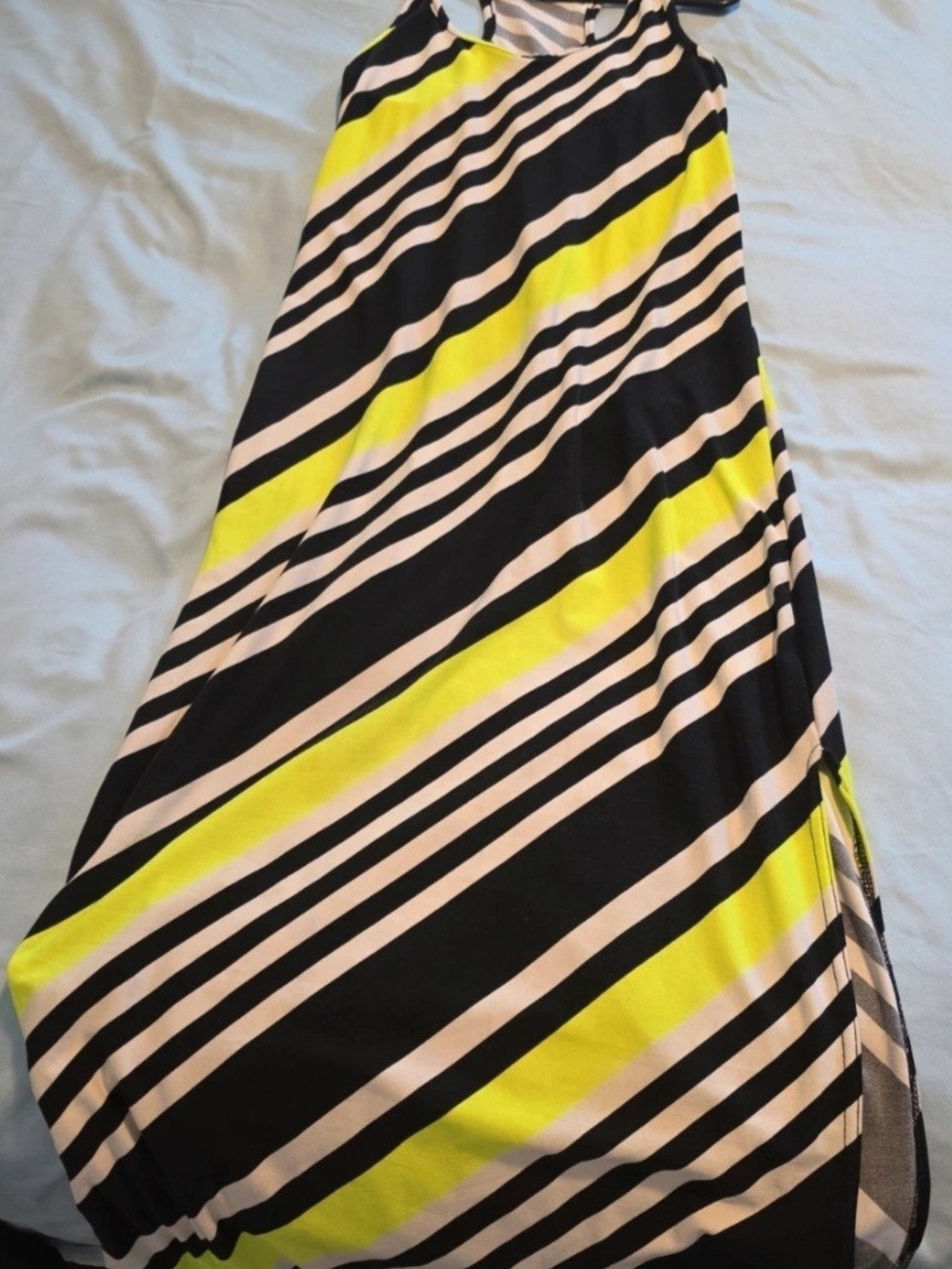 Black, Yellow & Cream Striped Women's Dress